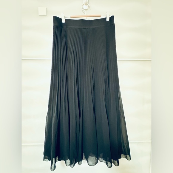 Aritzia Dresses & Skirts - Aritzia black pleated twirl skirt midi size L